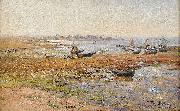 Alfred Wahlberg Fishing Boats at Saint Guenole oil painting picture wholesale